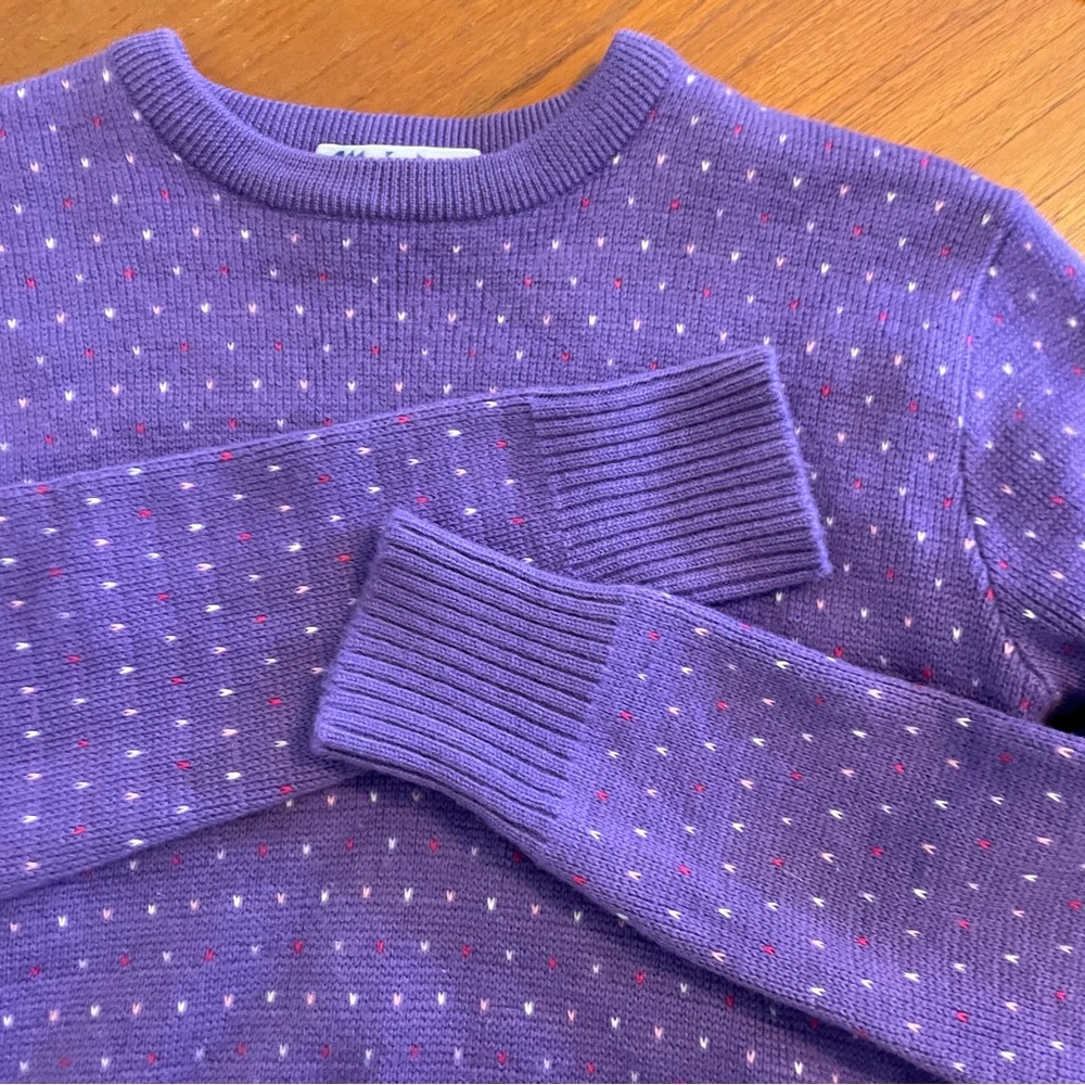Vintage Meister Sweater Purple Hearts 100% Wool Retro Medium